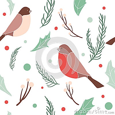 Christmas seamless pattern with branches Vector Illustration